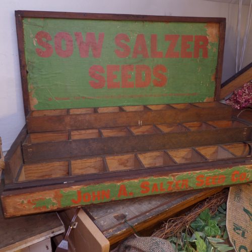 Antique Country Store Seed Box- Rice's Seeds- Oak C.1800